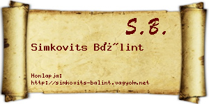 Simkovits Bálint névjegykártya